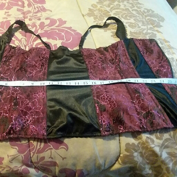 Black and Burgundy corset Tesa full front zipper - Picture 5 of 6